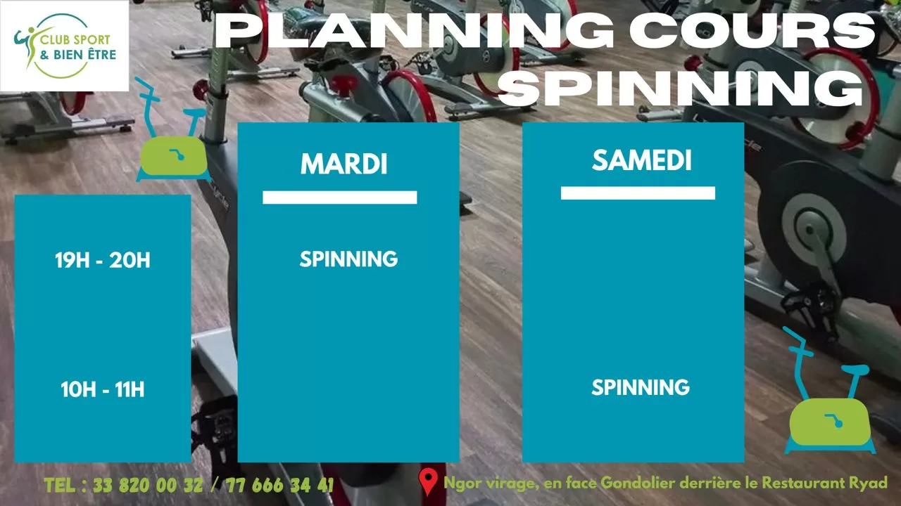 Planning Spinning Club Sport et Bien Etre